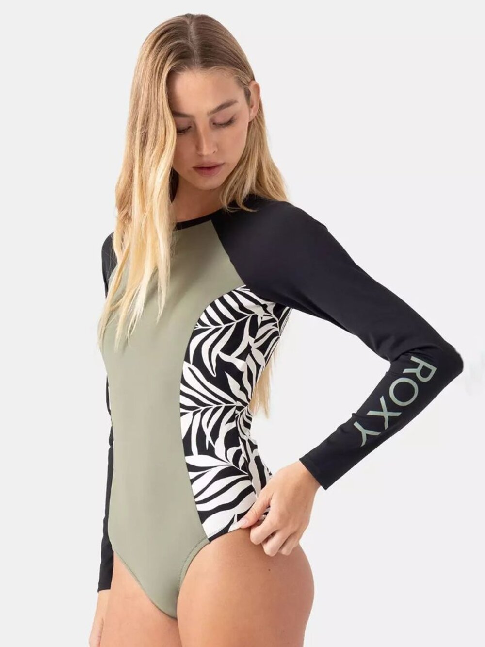 Roxy Surfer Paradise Surf One Piece Swimsuit Rashguard Size S Long Sleeve NEW - Picture 4 of 11